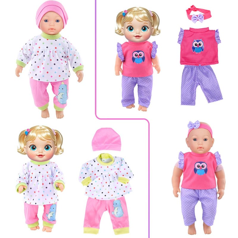 ibayda 10 Sets Baby Doll Playtime Outfits Clothes Hat Headband Fits for 10 Inch Baby Dolls 12 Inch New Born Baby/Alive Baby Dolls 14 inch Dolls (No Doll) - Image 5